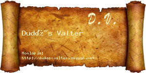 Dudás Valter névjegykártya